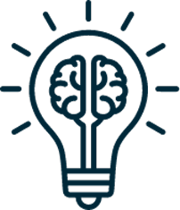 icon of lightbulb with brain inside