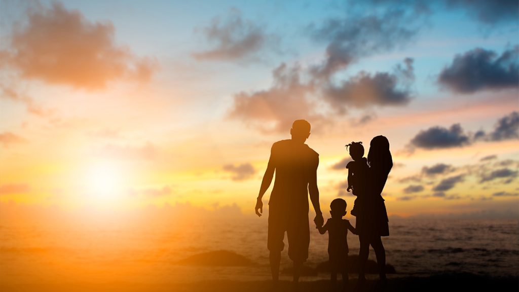Family at sunset