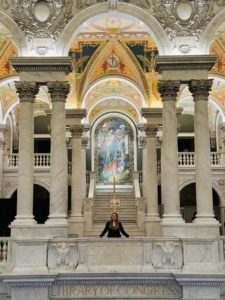 Jessica Sellers standing in the Library of Congress