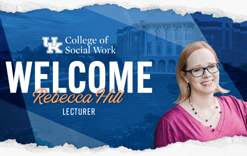 Welcome graphic for Dr. Rebecca Hill with Rebecca Hill headshot