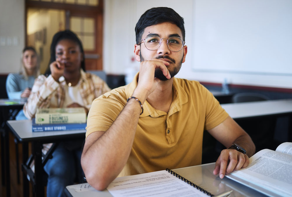 Students listening to a lecture in a classroom